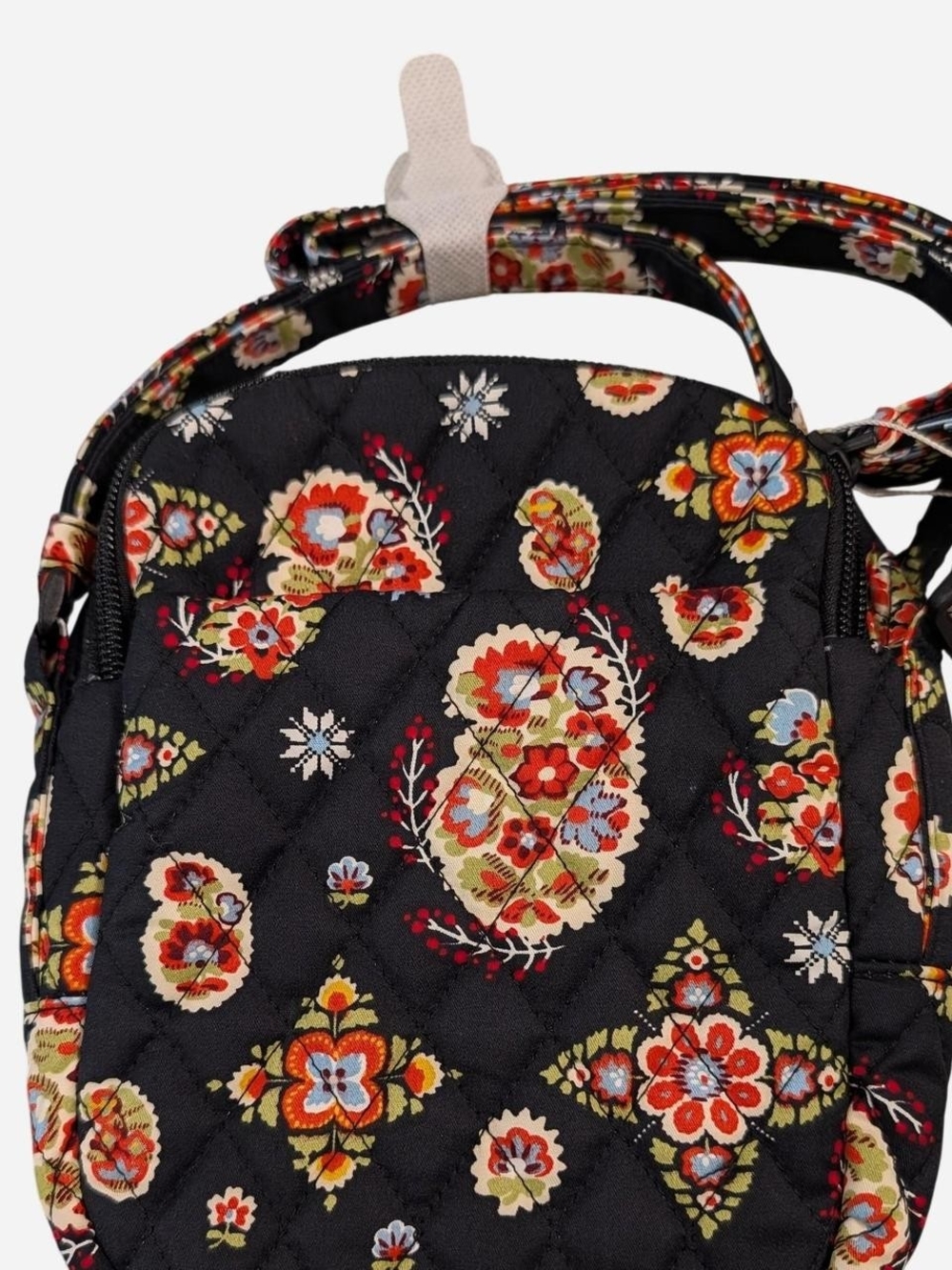 Vera Bradley Black Quilted Crossbody with Red Orange Floral Print